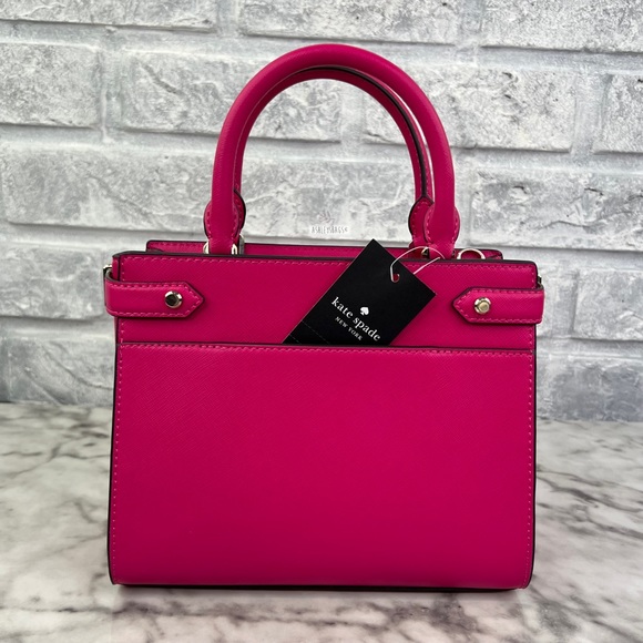 Kate Spade Staci Small Satchel Crossbody In Deep Hibis Pink - Picture 3 of 9